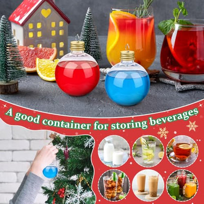 BESPORTBLE Christmas Drink Balls Set - 9x7.8x7.8cm Golden Fillable Ornament for Holiday Parties 250ml