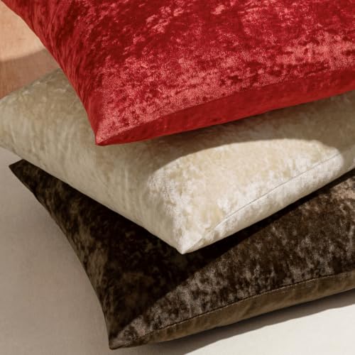 Christmas Velvet Throw Pillow Covers 20x20 Inch Set of 2 - Red