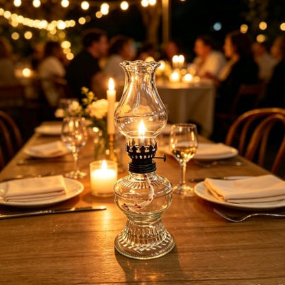 Adjustable Hurricane Replica Glass Oil Lamp with Black Dimmer - 1Pcs Black