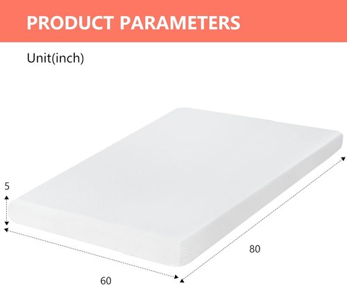 FDW 5-Inch Queen Mattress - Medium Firm Gel Memory Foam | CertiPUR-US Certified | Pressure Relief & Cooling Comfort
