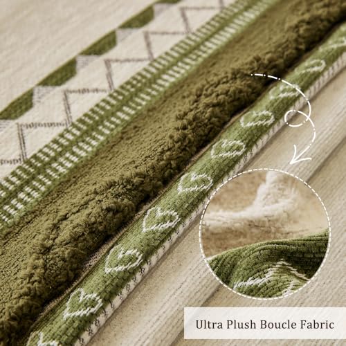 Boho Green Couch Cover for Sofa - Washable Pet-Friendly 2 Cushion Size