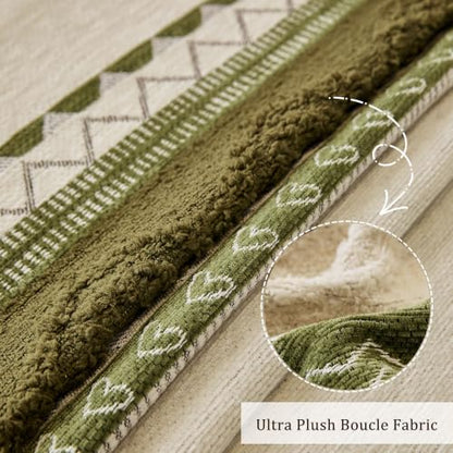 Boho Green Couch Cover for Sofa - Washable Pet-Friendly 2 Cushion Size