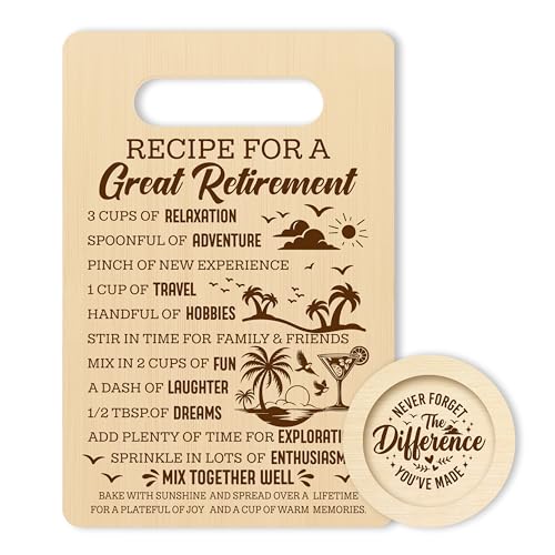 Recipe For A Great Retirement Cutting Board & Coaster Set - Gift for Teachers