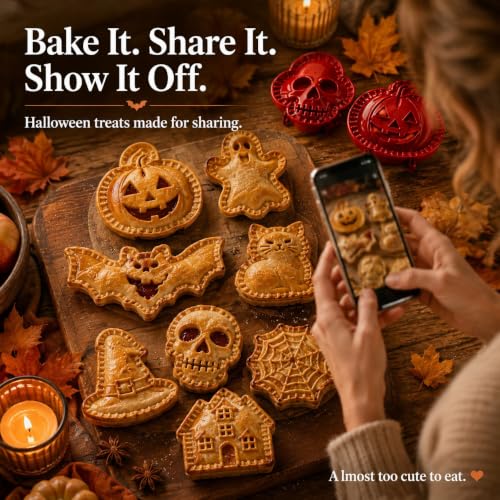 Halloween Mini Hand Pie Mold Set Skull - Fall Themed Pastry Press for Easy Baking