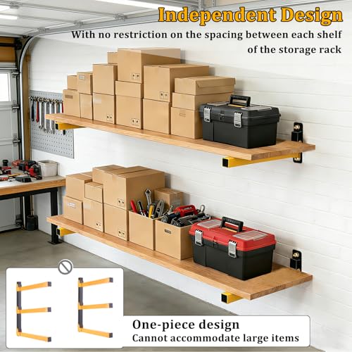 Heavy Duty Wall Mount Lumber Storage Rack with Adjustable Shelves - 8