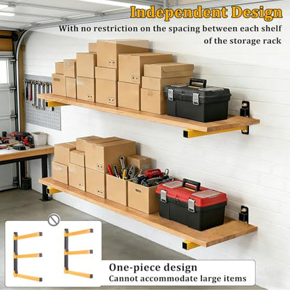 Heavy Duty Wall Mount Lumber Storage Rack with Adjustable Shelves - 8