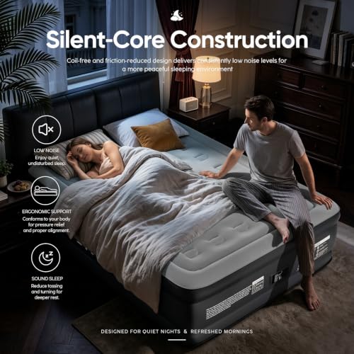 Full & Queen Air Mattress with Built-In Pump – 18 Inch Raised, Waterproof PVC