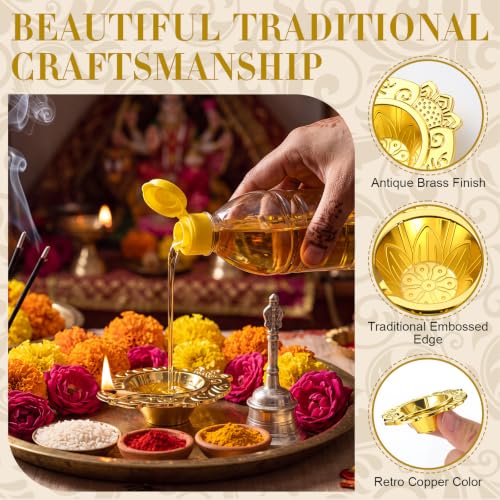 36-Piece Brass Diya Return Gift Set for Diwali Pooja with Cards & Bags - Indian Festival