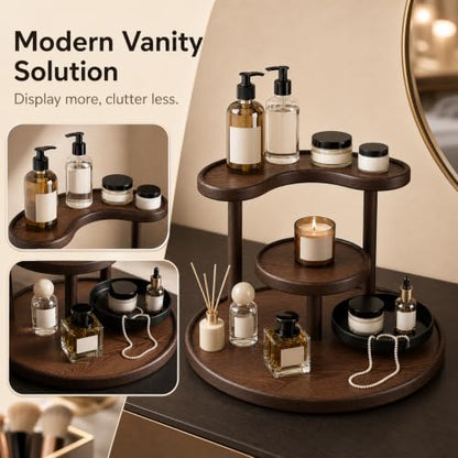 Wood Look 3-Tier Perfume & Jewelry Organizer for Vanity & Bathroom