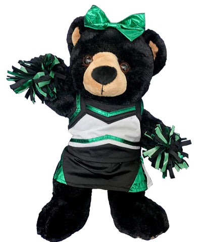 Metallic Green and Black Cheerleader Doll Costume Set for 14-18 Inch Plush Toys