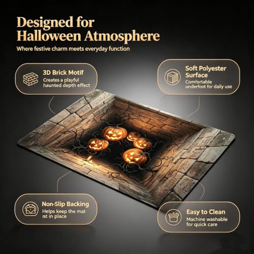 Halloween 3D Ghost Rug - Novelty Optical Illusion Floor Mat with Depth Pattern 47.2x31.5in