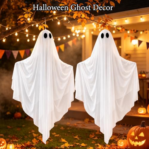 4 FT Hanging Ghost Decorations - Halloween Decor Indoor Outdoor 2 Pack