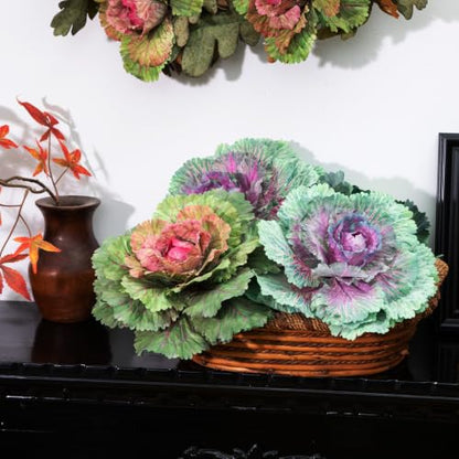 Large Purple Faux Cabbage - 16.5-Inch UV-Resistant Outdoor Decor
