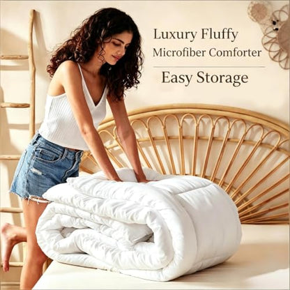 Red Poppies California King Comforter Set Microfiber Duvet All Season - Red