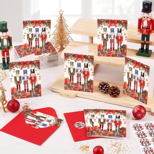 60 Pack Nutcracker Christmas Cards with Envelopes & Stickers Holiday Greeting Set