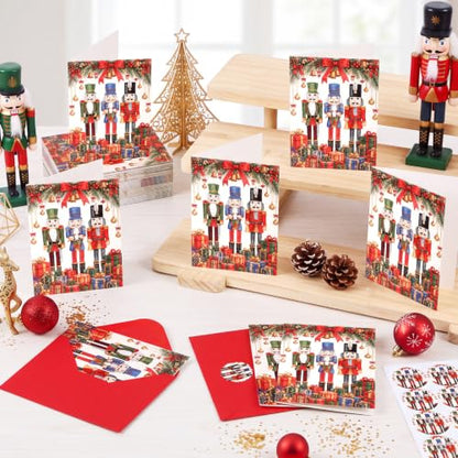 60 Pack Nutcracker Christmas Cards with Envelopes & Stickers Holiday Greeting Set