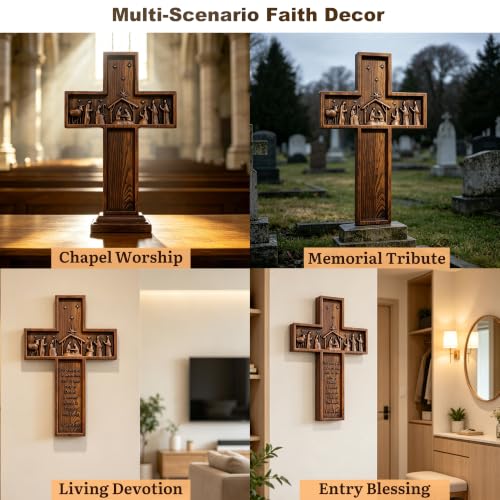 9.8 Inch Nativity Wall Crucifix Cross Handmade Christmas Faith Gift - Nativity Scene