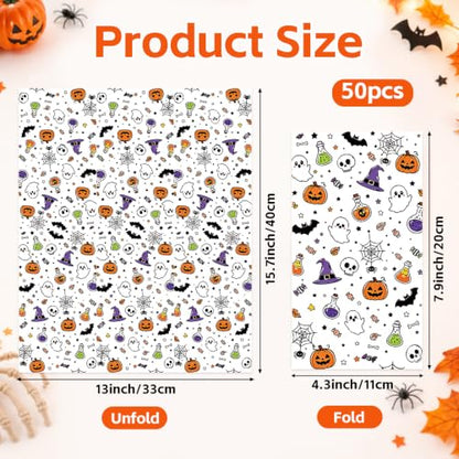 Multicolored Halloween Disposable Napkins - 50 Pack Guest Dinner Paper Towels