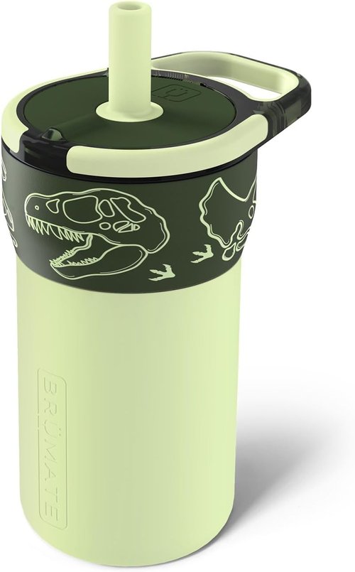 BrüMate Leap 12oz Kids Tumbler - 100% Leakproof with Handle & Silicone Straw | Insulated Stainless Steel | Dinos Design