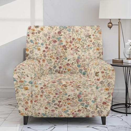 Universal Fit Retro Ditsy Flower Recliner Cover 4-Piece Set - French Countryside Style