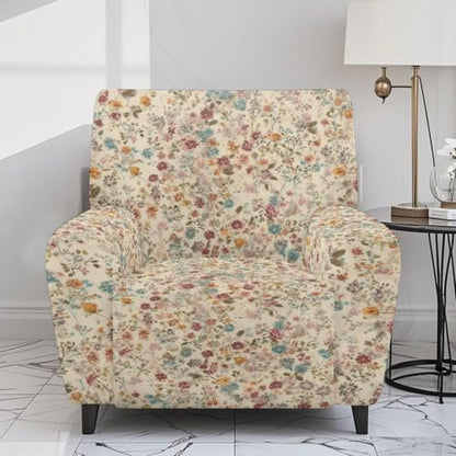 Universal Fit Retro Ditsy Flower Recliner Cover 4-Piece Set - French Countryside Style