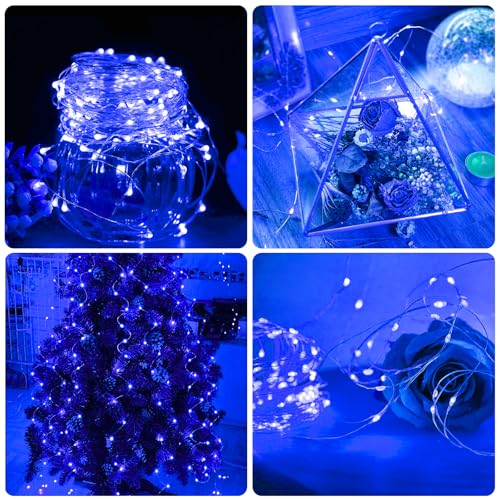 12 Pack Blue Fairy Lights Battery Operated 7ft 20 LED String for Holiday Decor - Variation of 12 / Blue