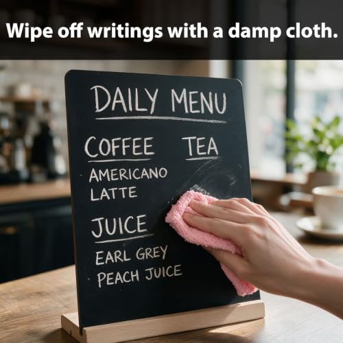 Tabletop Chalkboard with Beech Holder 8.5x12 Inches 2Pack - Reusable Menu Sign