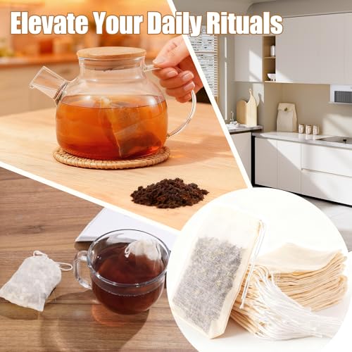 20 Pcs Reusable Cotton Muslin Tea & Spice Bags with Drawstring - Food Safe, Durable & Eco-Friendly
