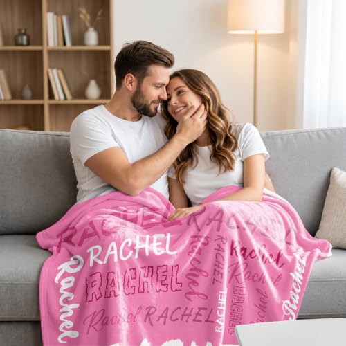 Personalized Blanket with Name - Dark Pink Fleece Throw for Kids & Adults