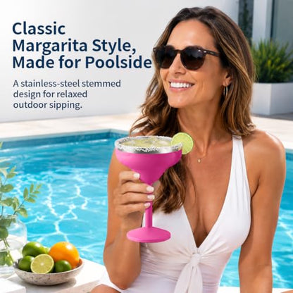 Rose Red 8oz Stainless Steel Vacuum Margarita Tumbler with Lid