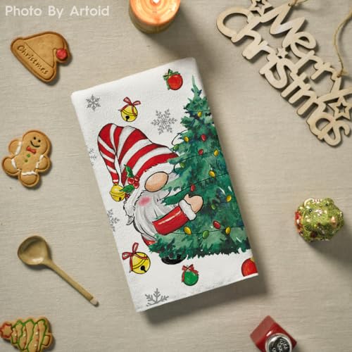 Gnome Christmas Kitchen Towels Set of 2 18x26 Inches - Holiday Decor
