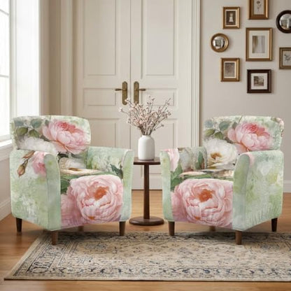 Pink Peony Bloom Stretch Armchair Slipcover for Living Room Furniture