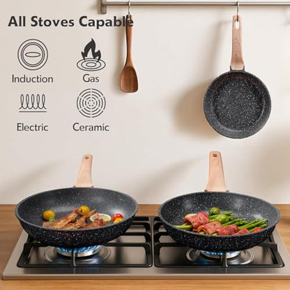 12 Inch Nonstick Granite Frying Pan Skillet - Durable & Easy Clean