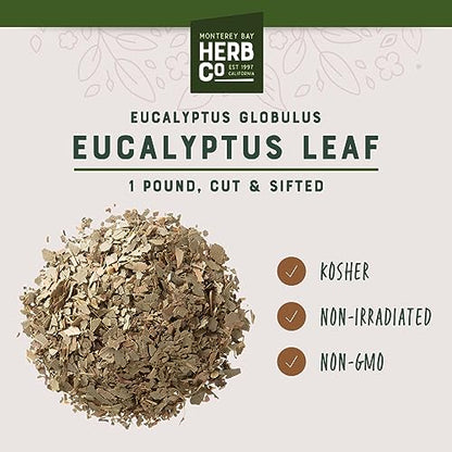 Monterey Bay Herb Co. Eucalyptus Leaf | Used to Make Infused Oils, Chest Rubs, Skin Cream & Aromas | Cut & Sifted 1 LB