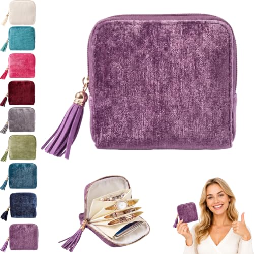 Gemmy Tangle-Free Travel Jewelry Case - Purple, Compact Organizer with 6 Pockets