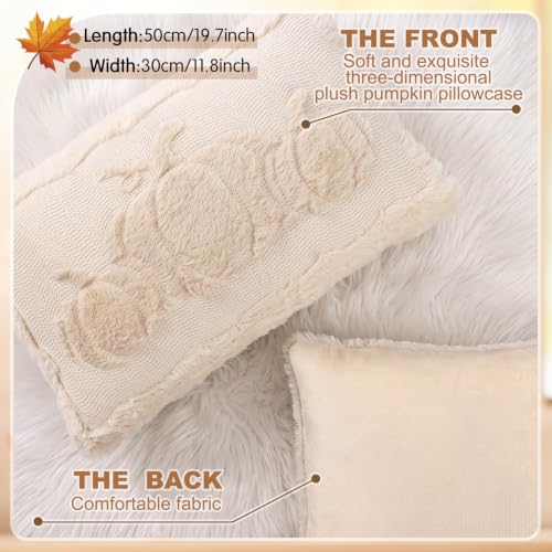 Fall Pumpkin Lumbar Pillow Covers 12x20 Inches Set of 2 - Autumn Decor