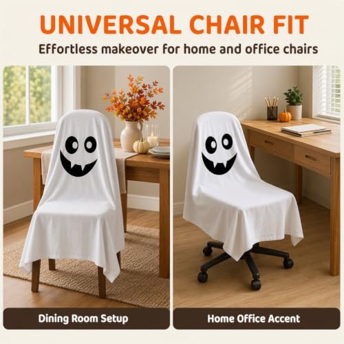Halloween Ghost Pattern Chair Cover A4 - Washable Reusable Decorative Chair Protector