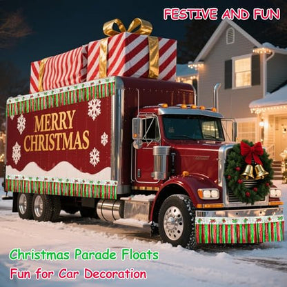 Christmas Parade Floats Decor Bell Foil Fringe Garland & Snowflakes 39Ft - Variation of THIS listing
