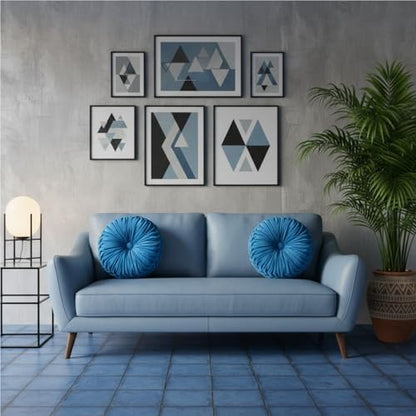 Dusty Blue Pumpkin Pillow Set of 2 - 15" Round Pleated & 18x18" Square Cushion Covers