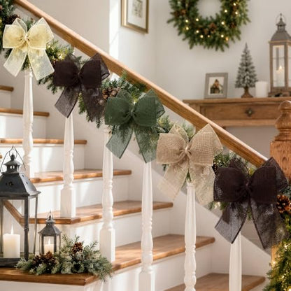 Neutral Burlap Bow Set - 20 Rustic Christmas Decorations 5.9 x 5.9 Inches (Variation of THIS listing)
