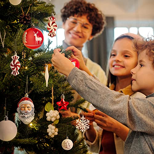 Red and White Christmas Tree Ornaments Set - 70 Pcs Holiday Decorations