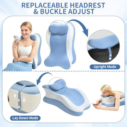 Blue Grey Ergonomic Support Pillow for Reading & Couples, Multi-Functional Body Wedge