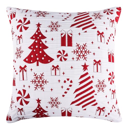 Peppermint Party Holiday Pillow Sham 26x26 Inch Red & White Euro Decorative Bedding