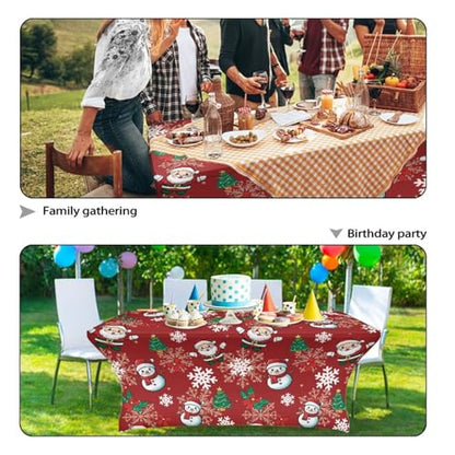 Uorisanigo Christmas Snowman Fitted Tablecloth for 6ft Rectangle Tables - Holiday Decor