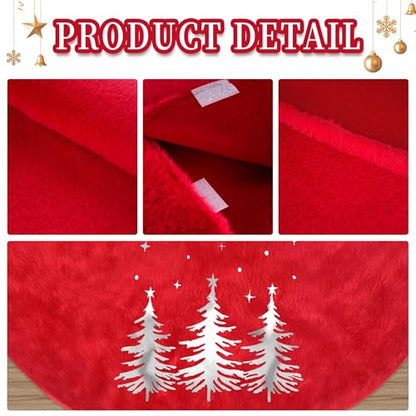Allwind 36 Inch Red Christmas Tree Skirt Faux Fur Holiday Decor for 4-6Ft Tree