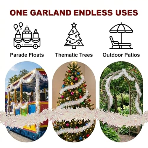 Iridescent Vinyl Twist Garland for Parade Floats & Holiday Decor - 4" x 25' Roll
