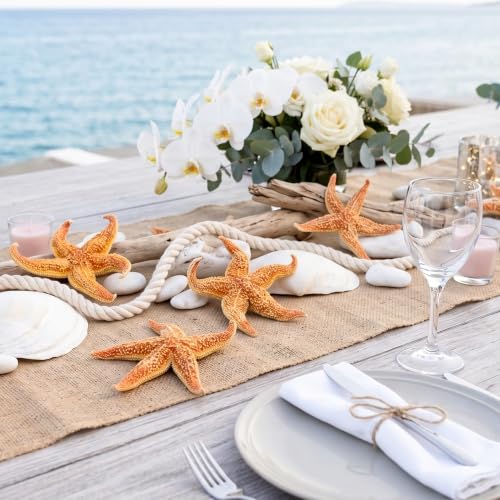 Natural Large Starfish Decor - 6 Pieces 4-5 Inches for Crafts & Beach Themes