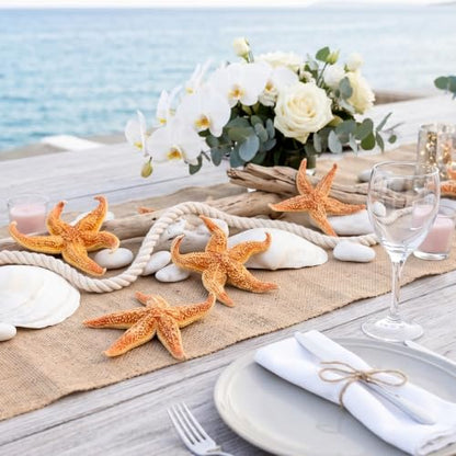 Natural Large Starfish Decor - 6 Pieces 4-5 Inches for Crafts & Beach Themes