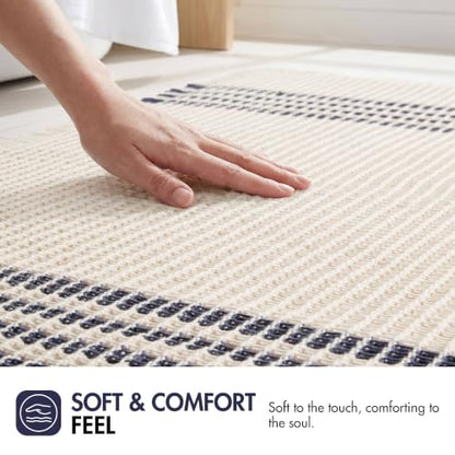 Navy Waffle Bath Rug 24x36 Inches - Non-Slip, Quick-Dry, Cotton Feel