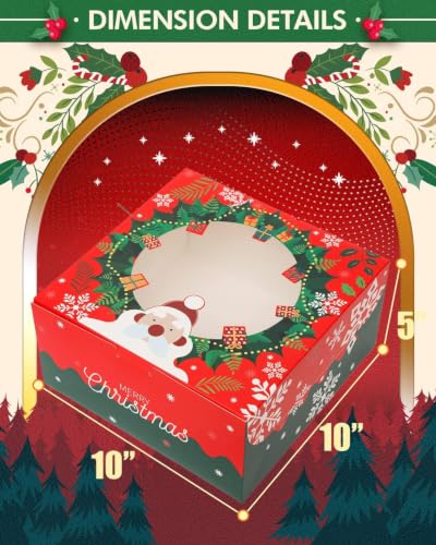 Christmas 10x10x5 Cake Box with Window - 18 Sets, Santa Cake Boards, 10 Inch Containers - Variation of THIS listing